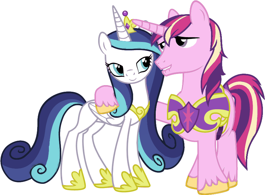 Cadence And Shining Armor - Celestia And Luna Color Swap (878x646), Png Download