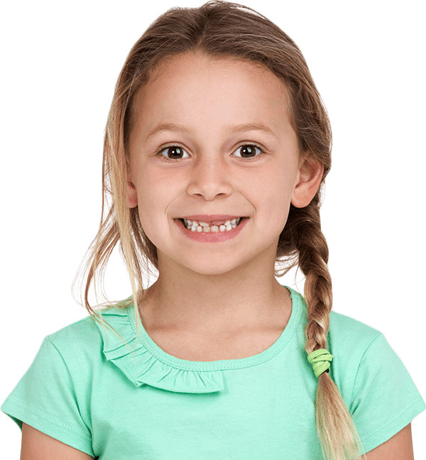 Girl With Braid In Hair Smiling - Dental With Girl Png (600x648), Png Download