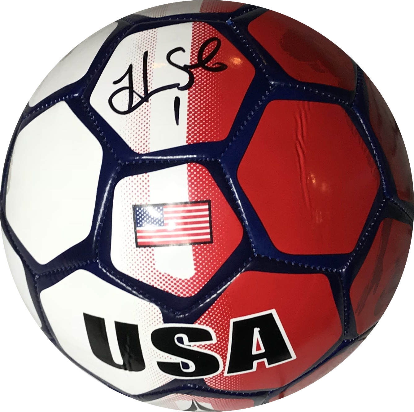 Hope Solo Autographed Full Size Usa Soccer Ball Red/white/blue (1337x1329), Png Download