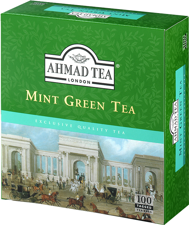 100 Tagged Teabags - Ahmad Mint Green Tea (800x893), Png Download