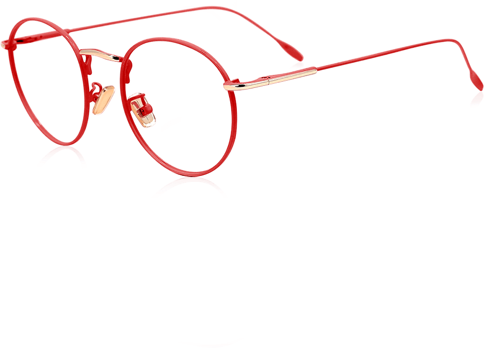 Round Vintage Prescription Eyeglasses With Red Frame - Line Art (1000x1000), Png Download