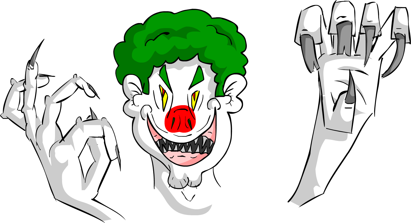 Its A Drawing Of A Scary Clown - Cartoon (1636x891), Png Download