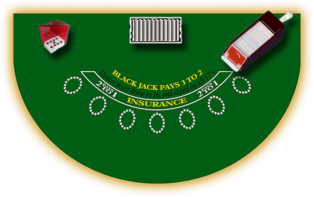 Click To Enlarge - Black Jack Table Png (1000x628), Png Download