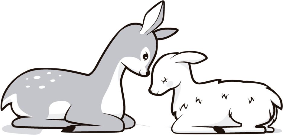 Fawn&lamb Original Blackwhite Burned (1000x479), Png Download
