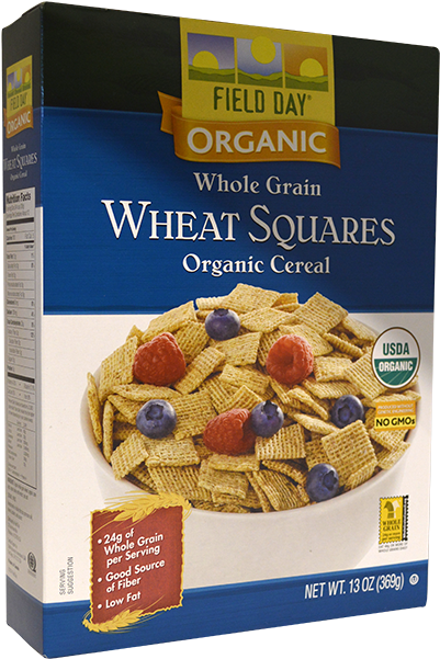Field Day Cereal Wheat Squares Wg Organic Box-13 Oz - Field Day (650x650), Png Download