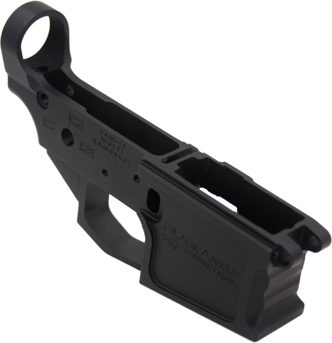 Black Ankle Munitions Bam 15 Stripped Ar 15 Billet - Trigger (659x680), Png Download