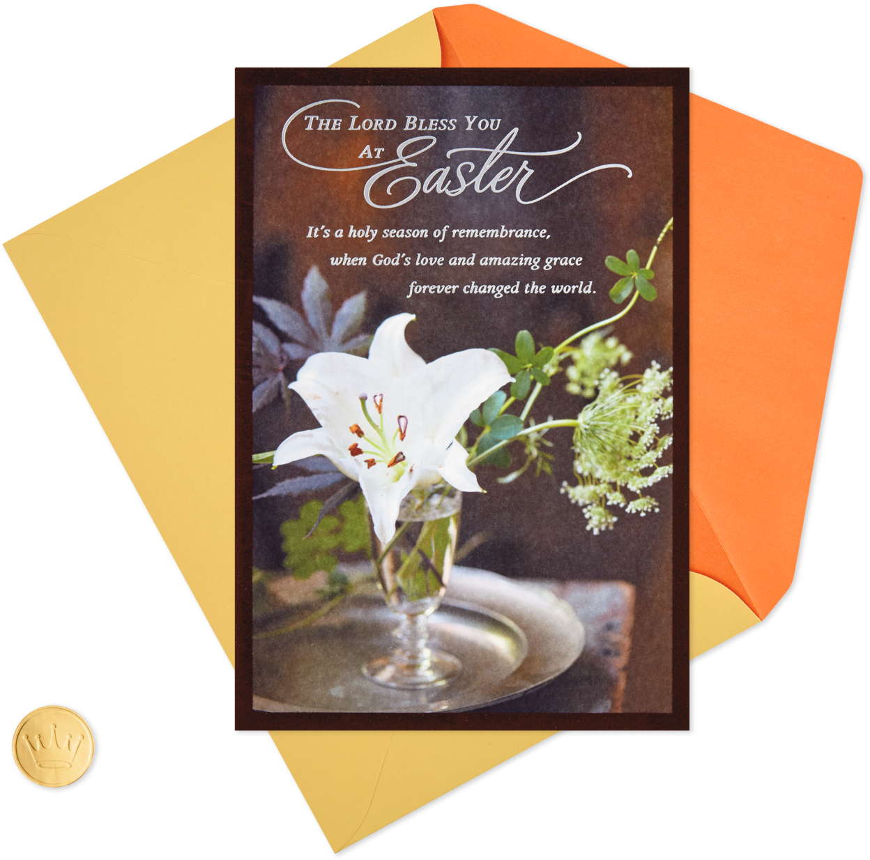 White Lily Flower In A Vase Religious Easter Card - Jasmine (1470x1470), Png Download