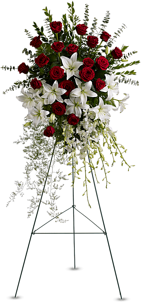 Lily And Rose Tribute Spray - Spray Flowers For Funerals (800x1000), Png Download