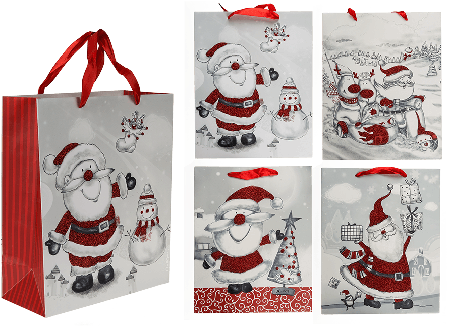 Paper Gift Bag - Paper Bag Christmas Blue (945x709), Png Download