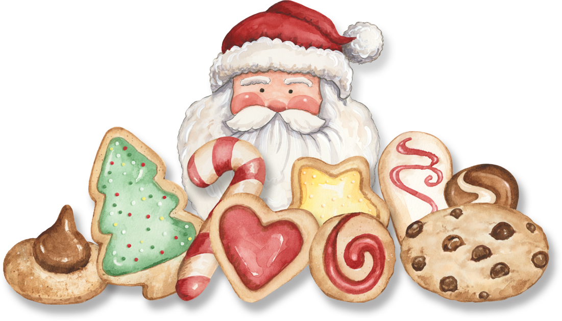 Santa Christmas Cookies - Cookie Swap Png (1101x629), Png Download
