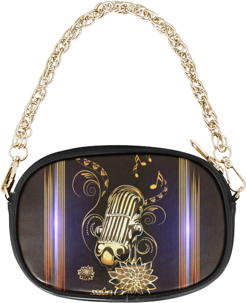 Music, Golden Microphone Chain Purse - Gold Star Black Purse (800x800), Png Download