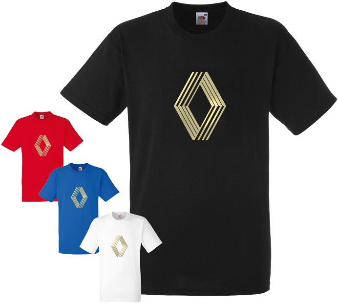 Renault Classic Logo Gold Design T-shirt - All Comic T-shirts (700x701), Png Download