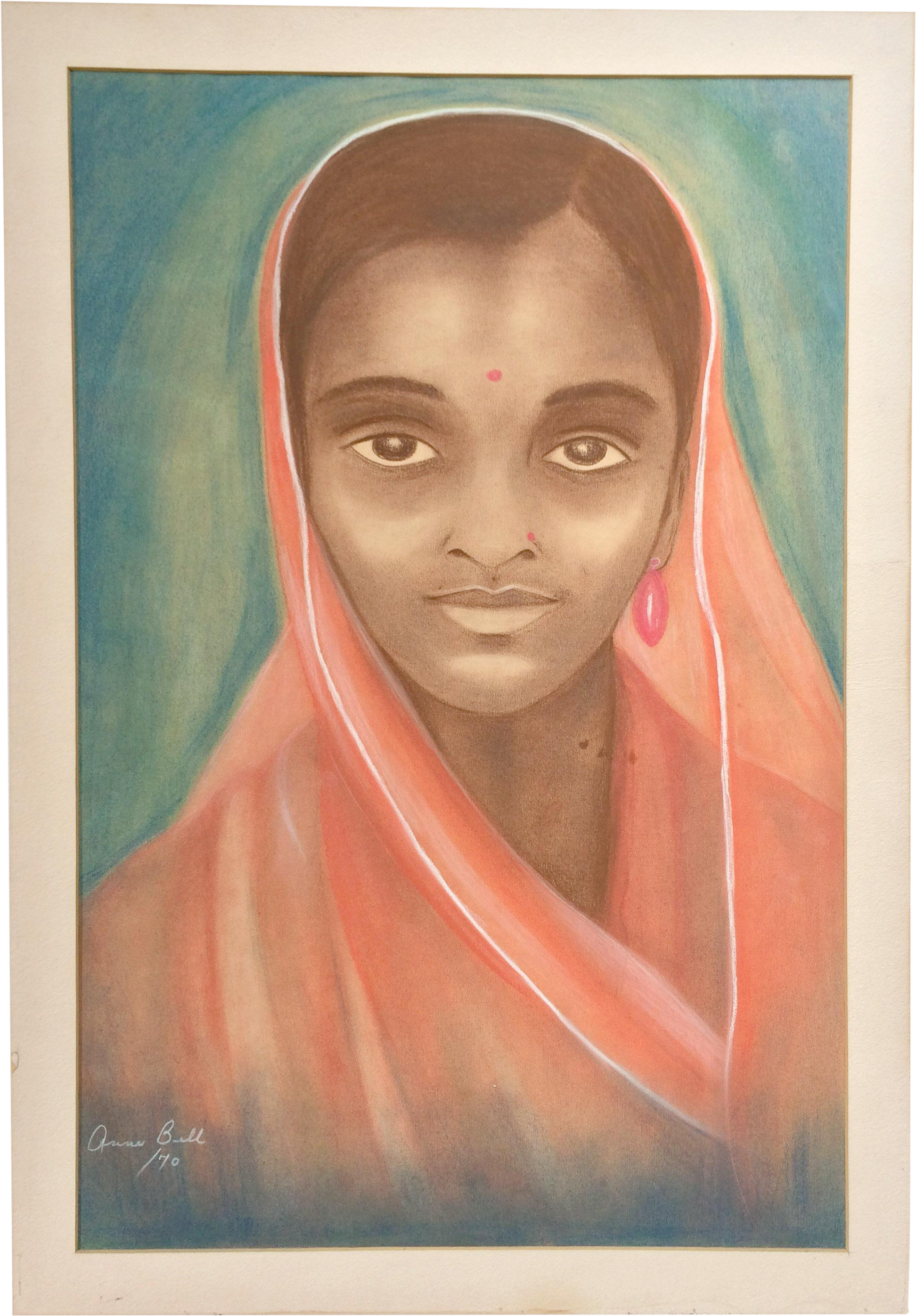 Vintage Original Portrait Drawing On Paper - Portrait (2159x3103), Png Download