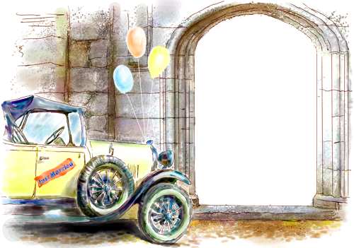 Photo Frame - Just Married - Photofunia Frames Wedding (500x351), Png Download