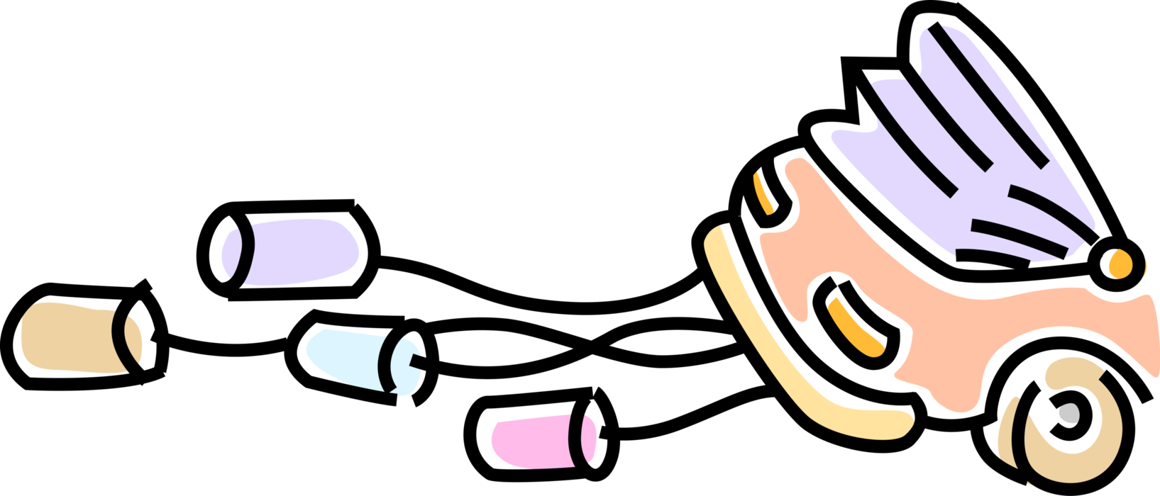 Vector Illustration Of Just Married Honeymoon Automobile (1635x700), Png Download