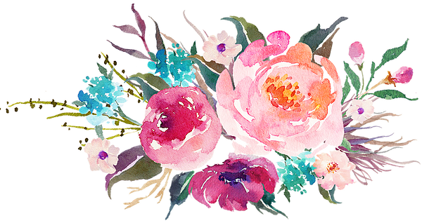 Watercolour Floral Arrangement - Floral Watercolor (600x318), Png Download