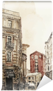 Watercolor Illustration Of City Scape - Watercolor Painting (400x400), Png Download
