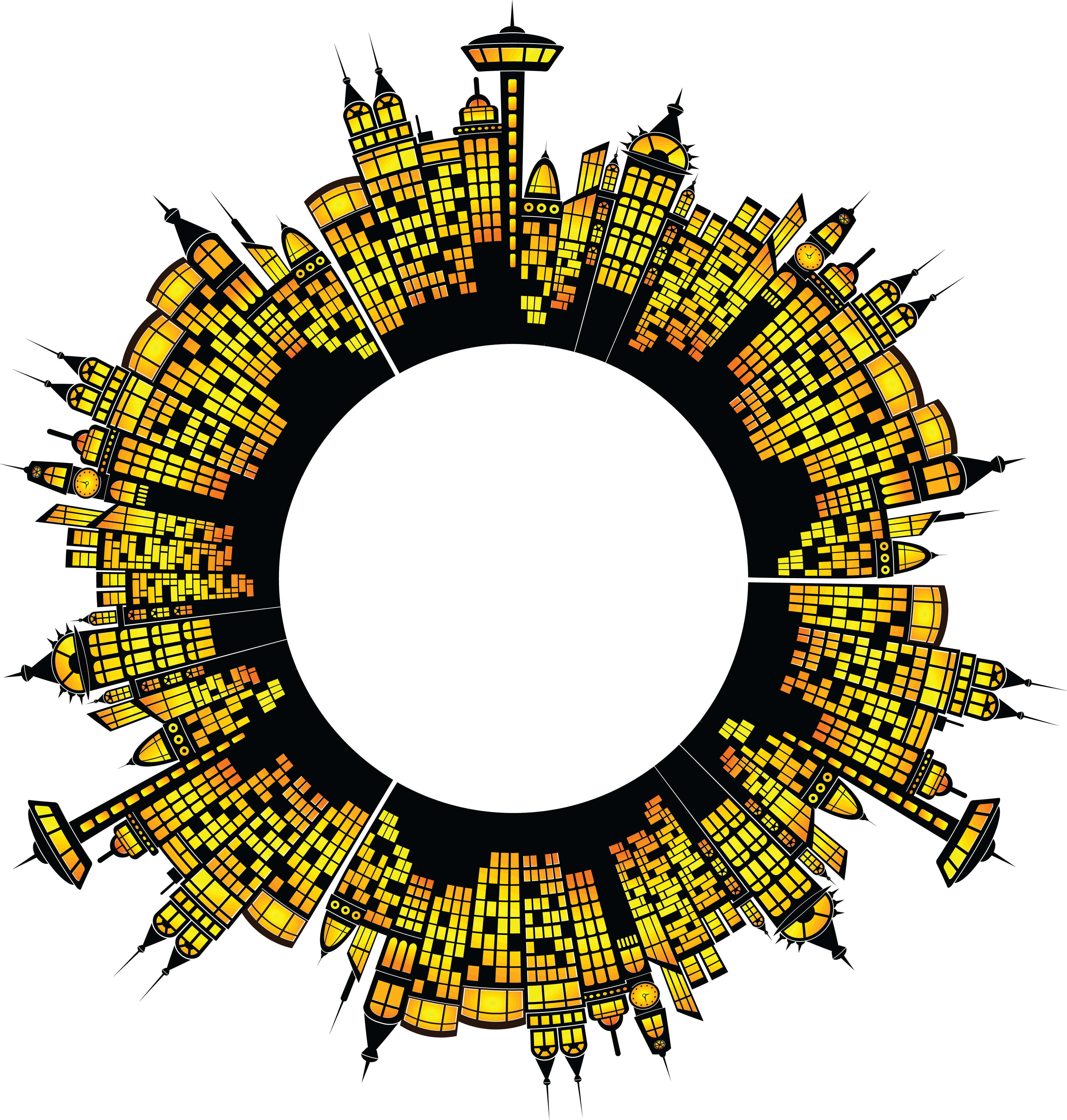 Free Clipart Of A Round Frame Of Glowing City Buildings - Cafepress ! Samsung Galaxy S8 Plus Case (4000x4200), Png Download