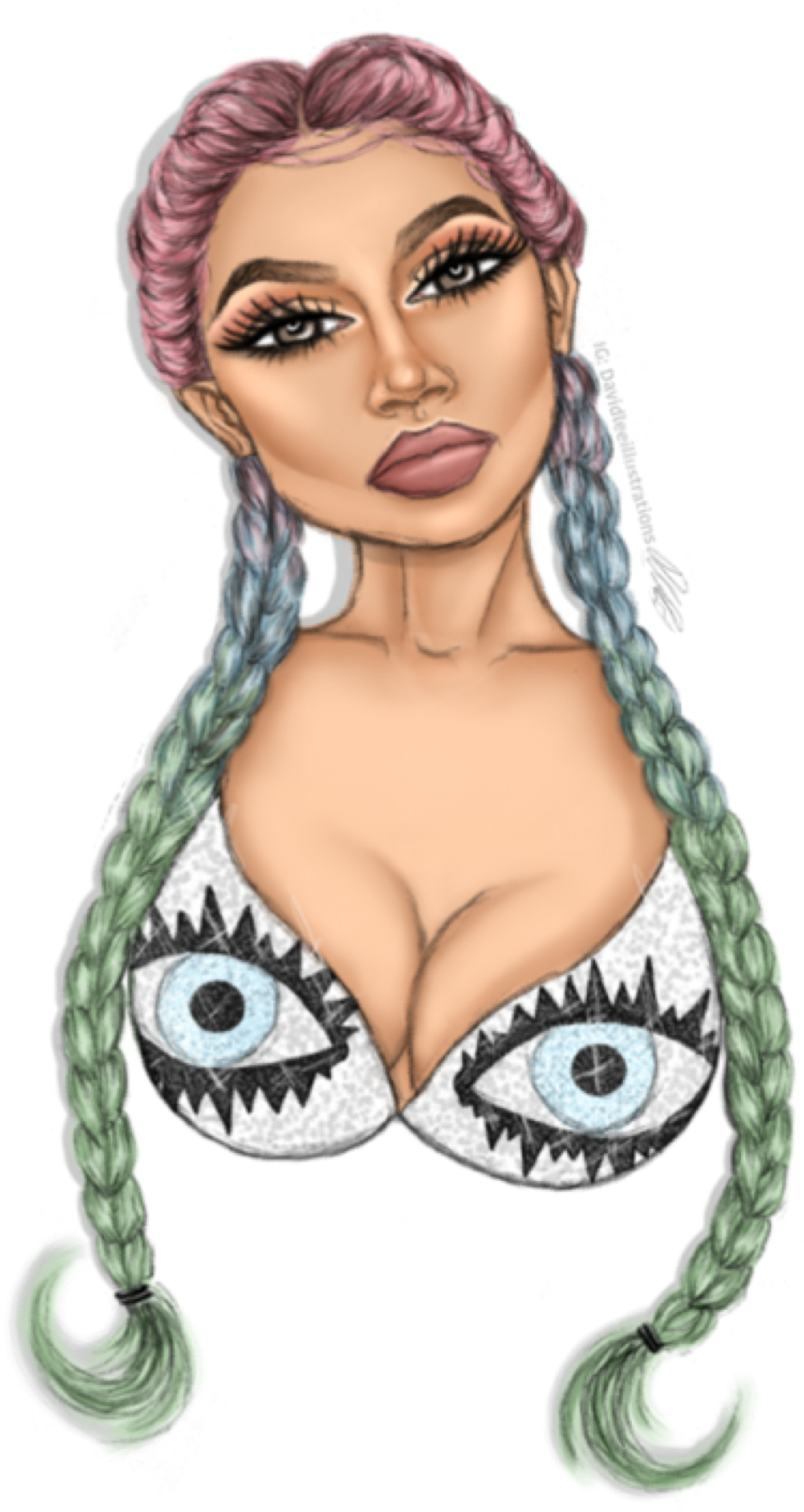Kylie Jenner By David Lee Illustrations - Kylie Jenner Art Png (1904x2552), Png Download