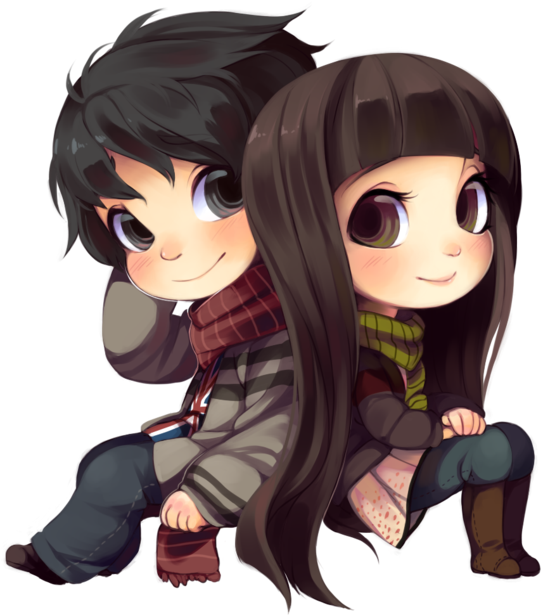 Chibi Clipart Kylie Jenner - Gambar Anime Couple Chibi (600x632), Png Download