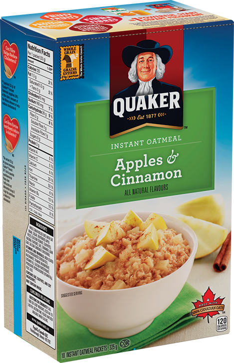 Quaker® Apples & Cinnamon Instant Oatmeal - Quaker Peaches & Cream Instant Oatmeal (469x729), Png Download