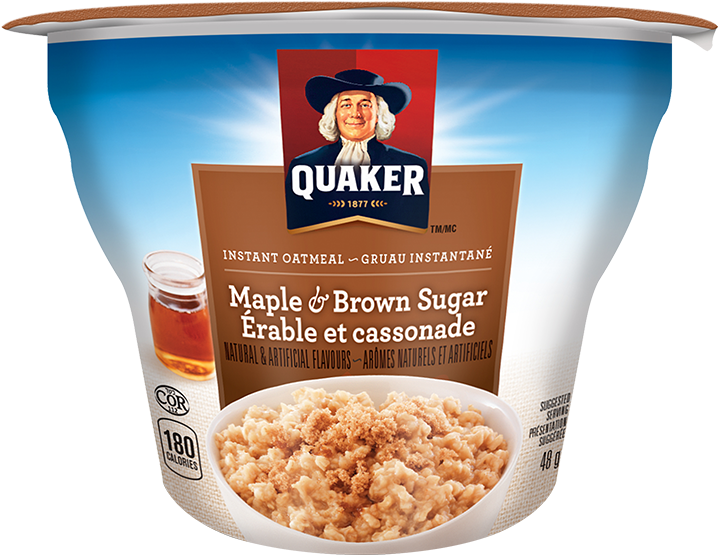 Quaker® Maple & Brown Sugar Instant Oatmeal Cup - Quaker Maple & Brown Sugar Instant Oatmeal (717x562), Png Download