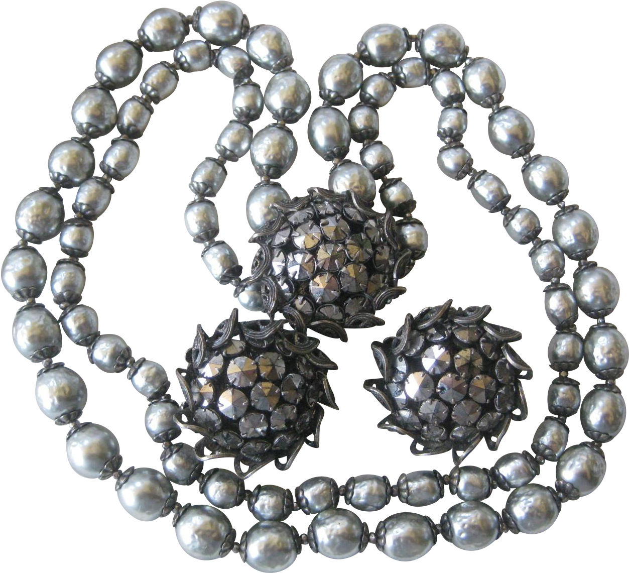 Miriam Haskell Light Platinum Baroque Style Pearls - Miriam Haskell Light Platinum Baroque Style Glass Pearls (1252x1252), Png Download