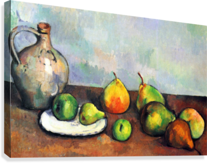 Still Life, Jar And Fruit By Cezanne Canvas Print - Cezanne Still Life Fruit (428x336), Png Download