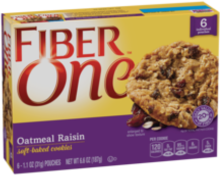 Fiber One Soft Baked Oatmeal Raisin Cookies (432x432), Png Download