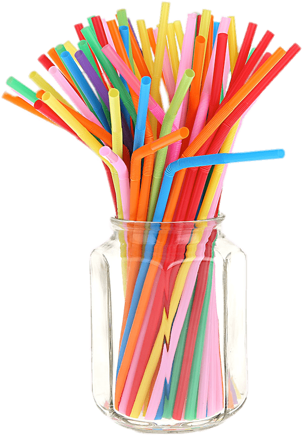 Download Coloured Straws In A Jar Png Plastic Straws PNG Image with