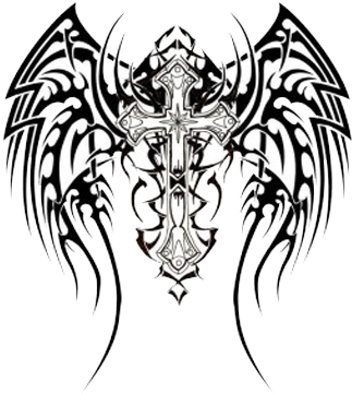 Celtic Tattoos Download Png - Tribal Cross And Wings Tattoo (350x383), Png Download