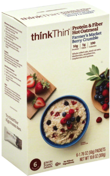 Thinkthin Farmer's Market Berry Crumble Protein & Fiber - Think Products - Thinkthin Protein And Fiber Hot Oatmeal (600x600), Png Download