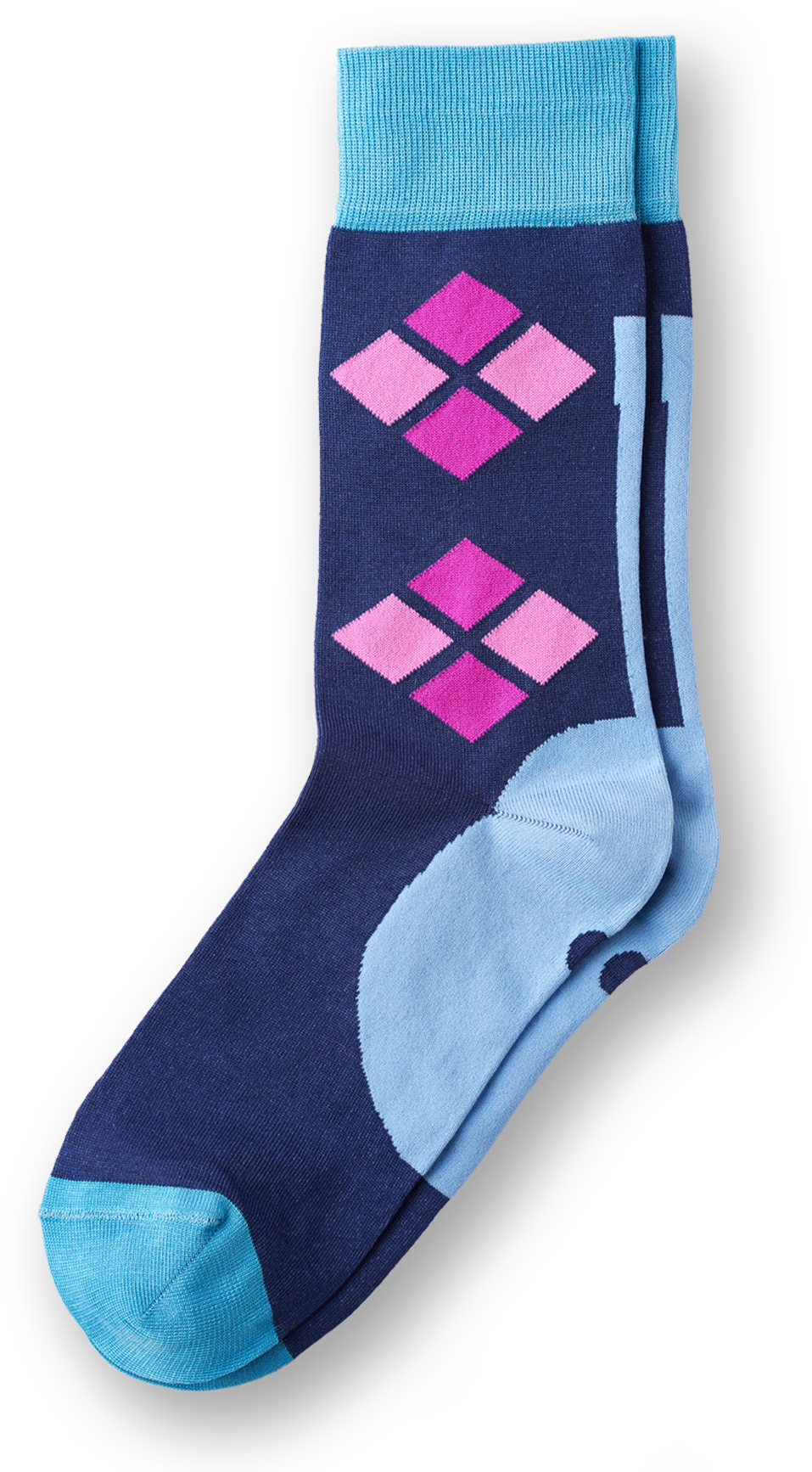 Nachtblau Mit Violetten Und Rosa Karos - Sock (1320x1760), Png Download
