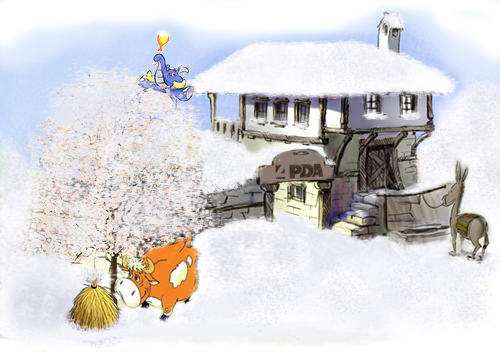 And To The Village Surrounding The Men Were Talking - Snow (500x353), Png Download