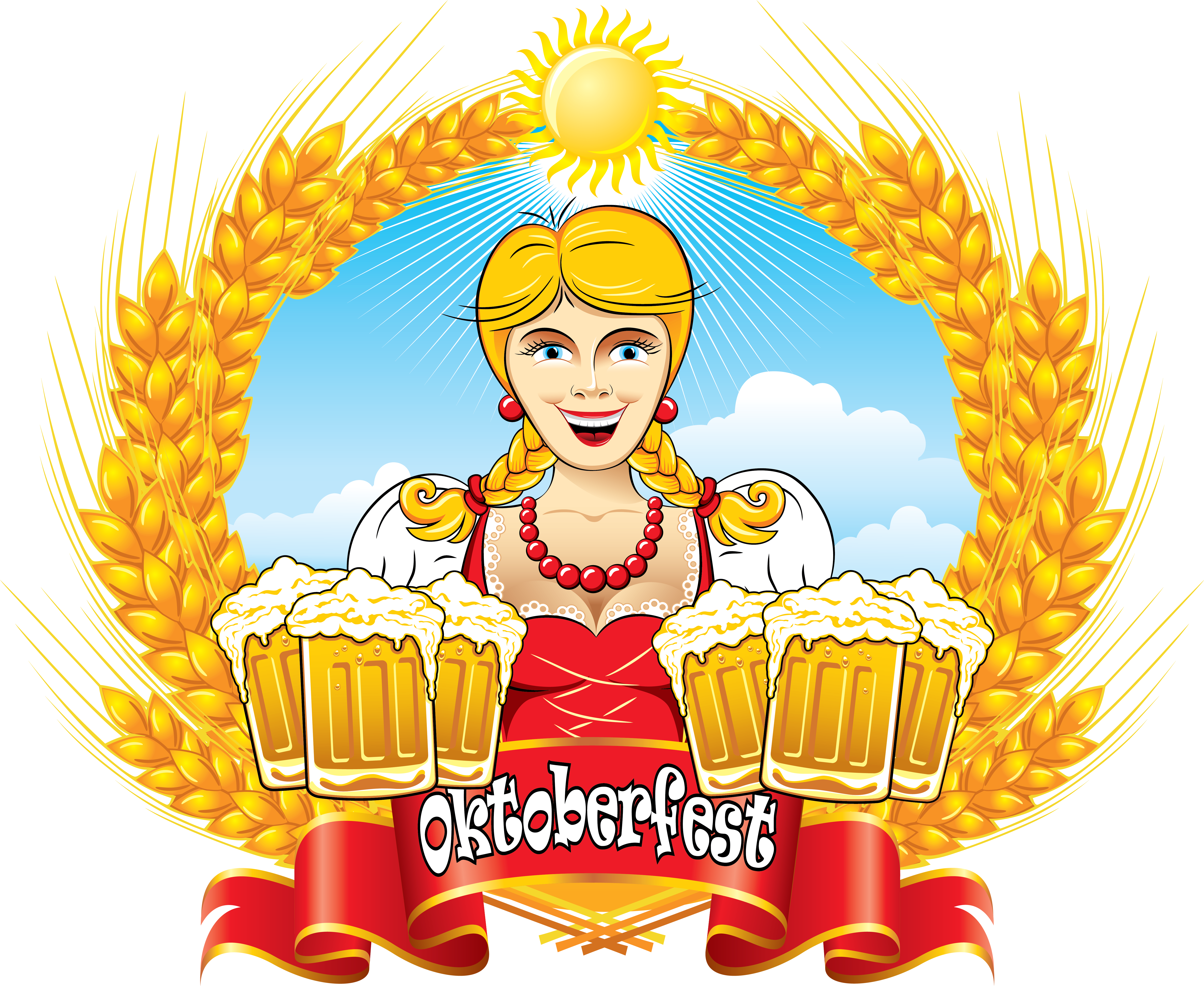Octoberfest Lady Clipart Transparent (6307x5223), Png Download