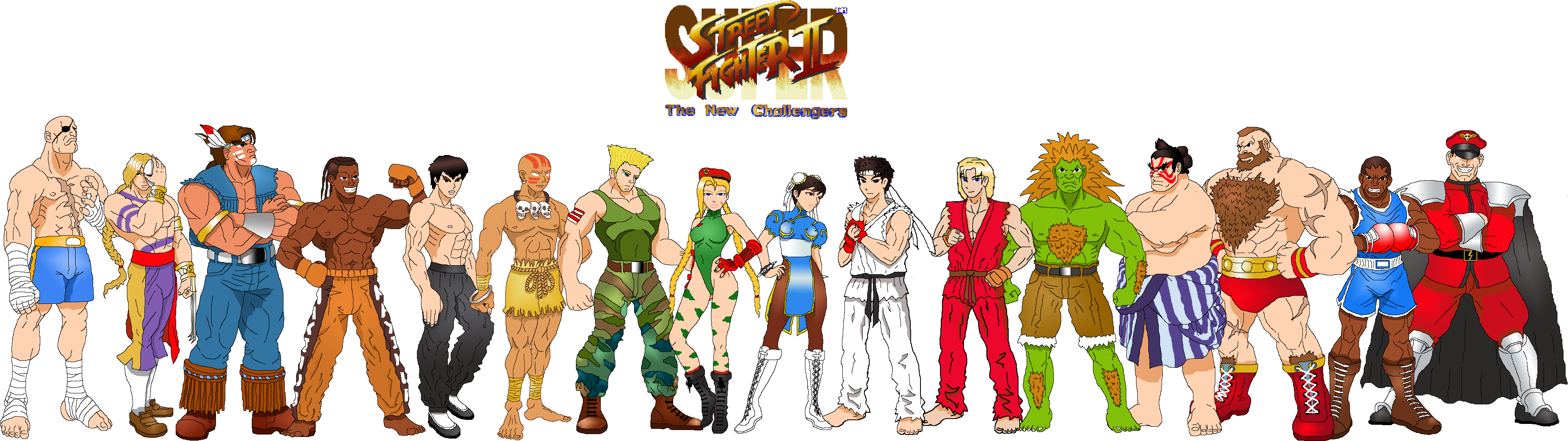 Street Fighter 2 Wallpapers - Street Fighter Character Heights (3957x1262), Png Download