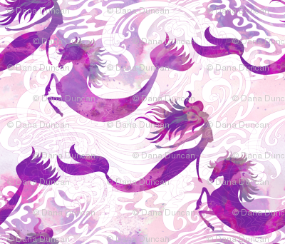 Mermaids & Seahorses In Sea Urchin Purple - Pacific Purple Sea Urchin (400x342), Png Download