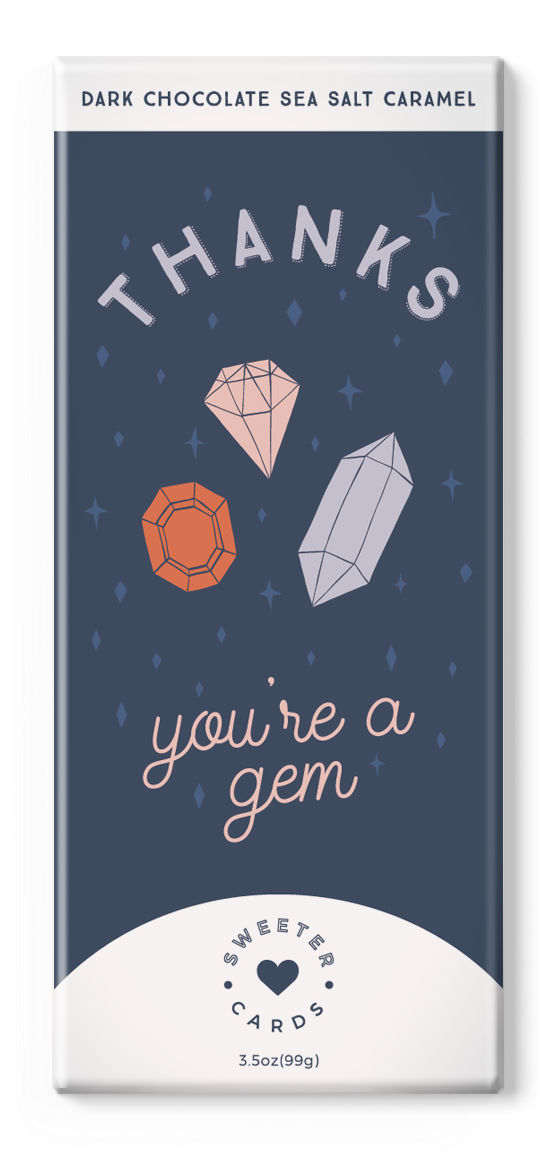 Thanks, You're A Gem<br>dark Chocolate Sea Salt Caramel - Chocolate (662x1195), Png Download