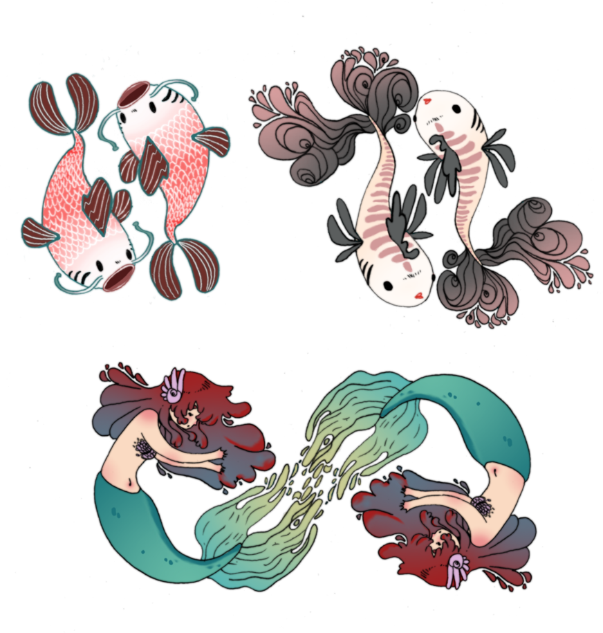 Download Commission Tattoo Design - Pisces Symbol Mermaid Tattoo PNG Image  with No Background - PNGkey.com