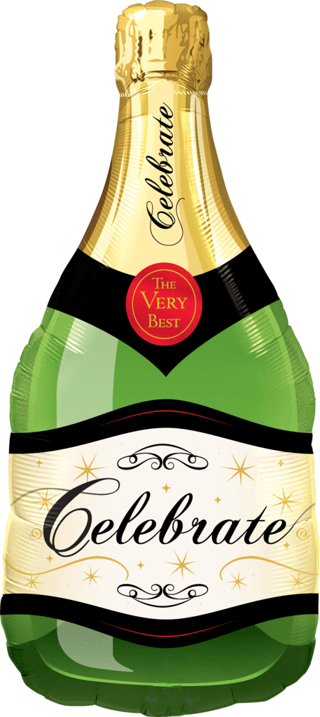 39" Jumbo Champagne Bottle Celebrate Balloon - Champagne Bottle Balloon Qualatex (457x1023), Png Download