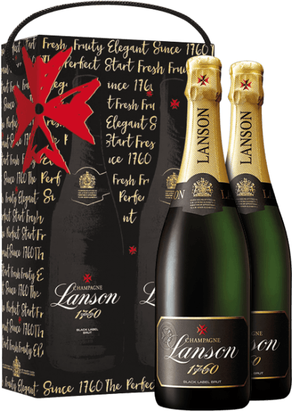 Gift Set Paris 2 Bottles - Champagne Lanson Black Label Brut Twin Pack (600x600), Png Download