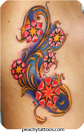 Peachy Tattoos - Peachy Tattoos - Compass Rose - Southern - Tattoo (314x485), Png Download