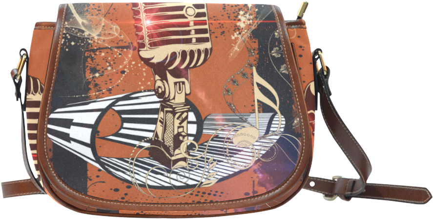 Music, Golden Microphone And Piano Saddle Bag/large - Tale As Old As Time Saddle Bag (1000x1000), Png Download