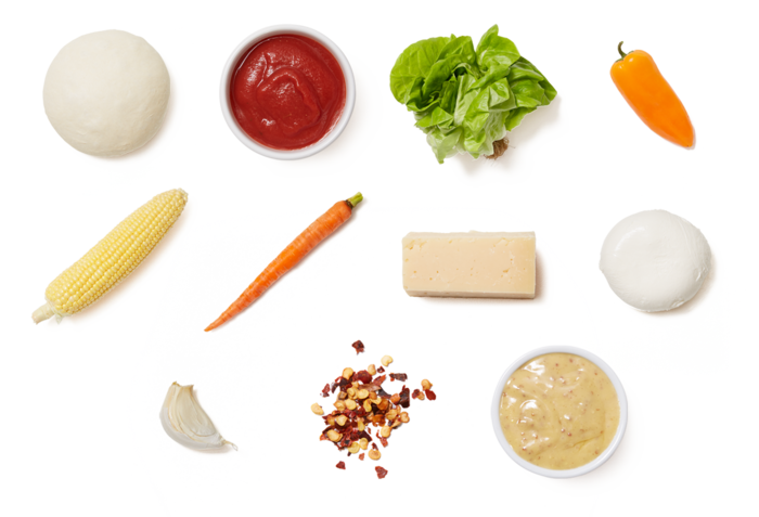 Sweet Corn & Pepper Pizza With Asiago Cheese & Butter - Carrot (700x477), Png Download