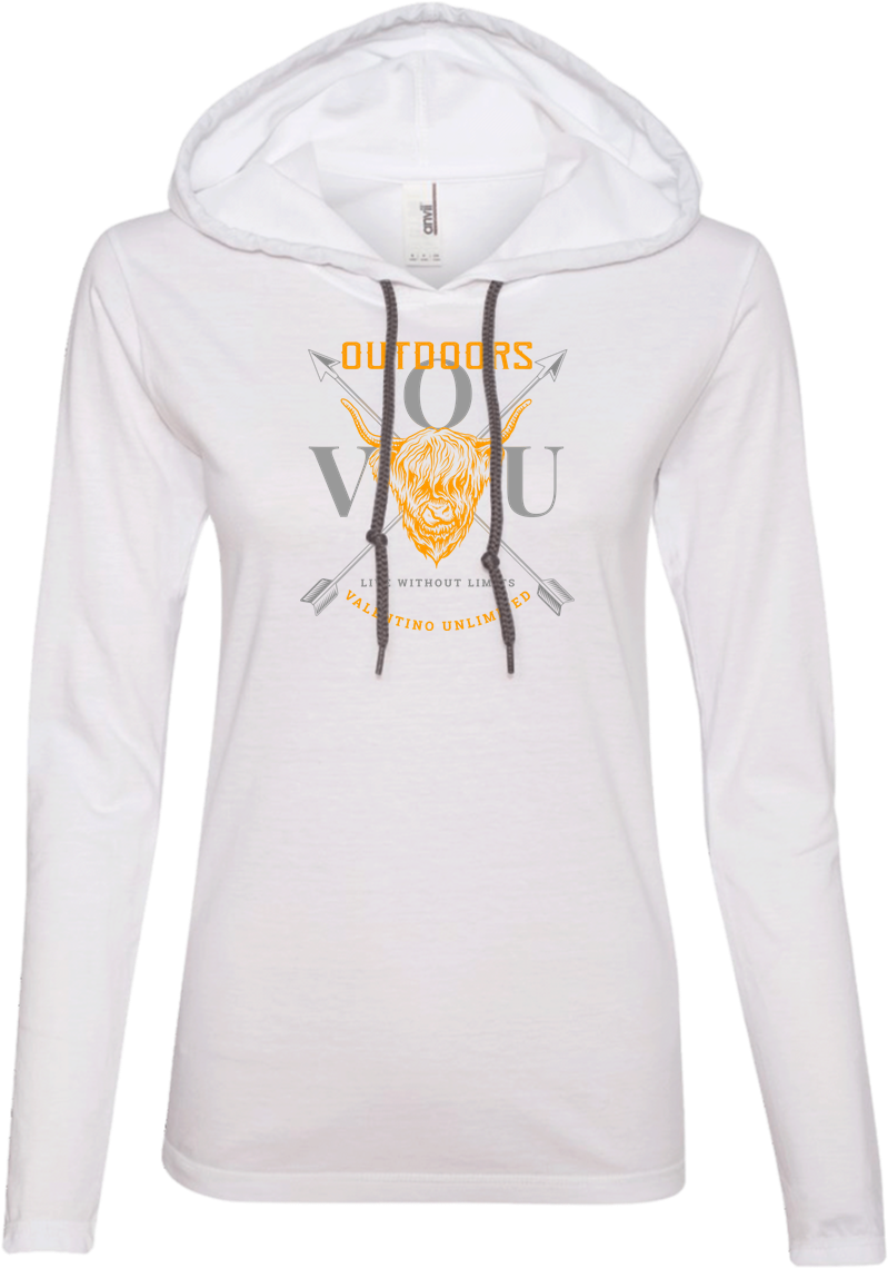 Vuo Bull And Crossed Arrows Ladies' Ls T-shirt Hoodie - T-shirt (1155x1155), Png Download