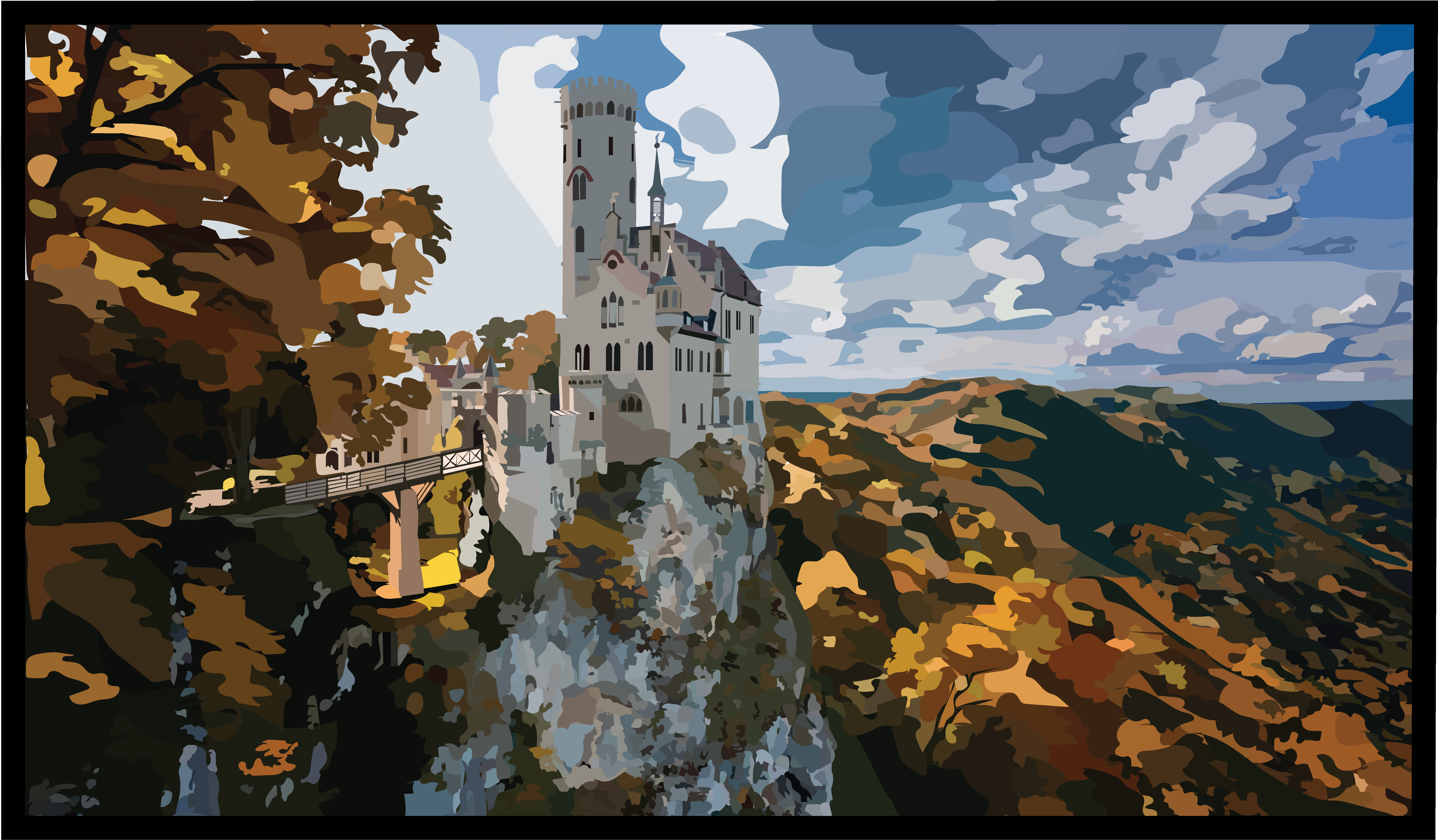 Graphic Design Landscape - Lichtenstein Castle (5100x3300), Png Download