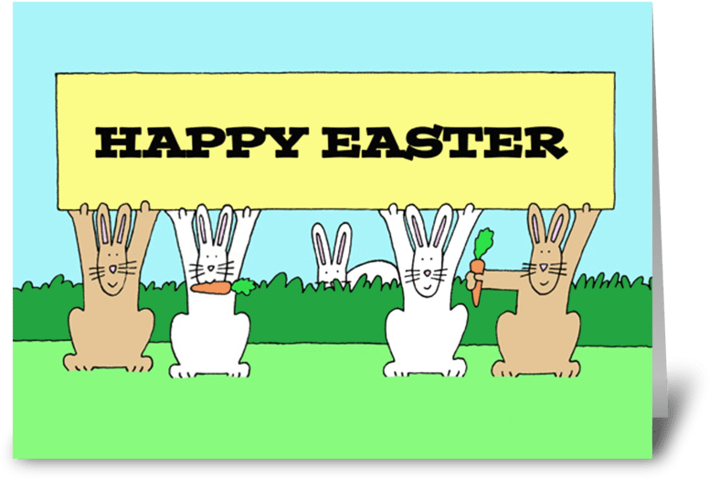 Happy Easter Fun Bunnies With Carrots - Easter (848x698), Png Download