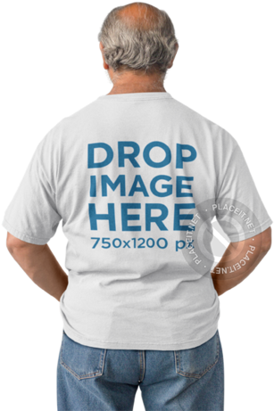 Back Of An Elder Man Wearing A Round Neck Tee Mockup - Pocket (640x480), Png Download