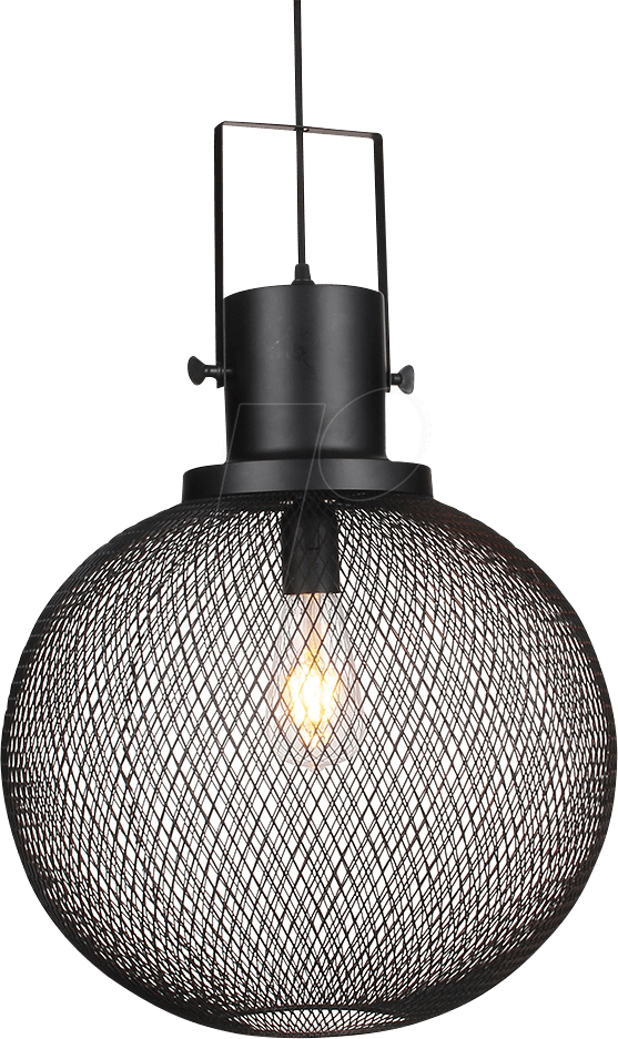 Black Metal Globe Mesh Pendant Lamp D - Light Fixture (557x937), Png Download