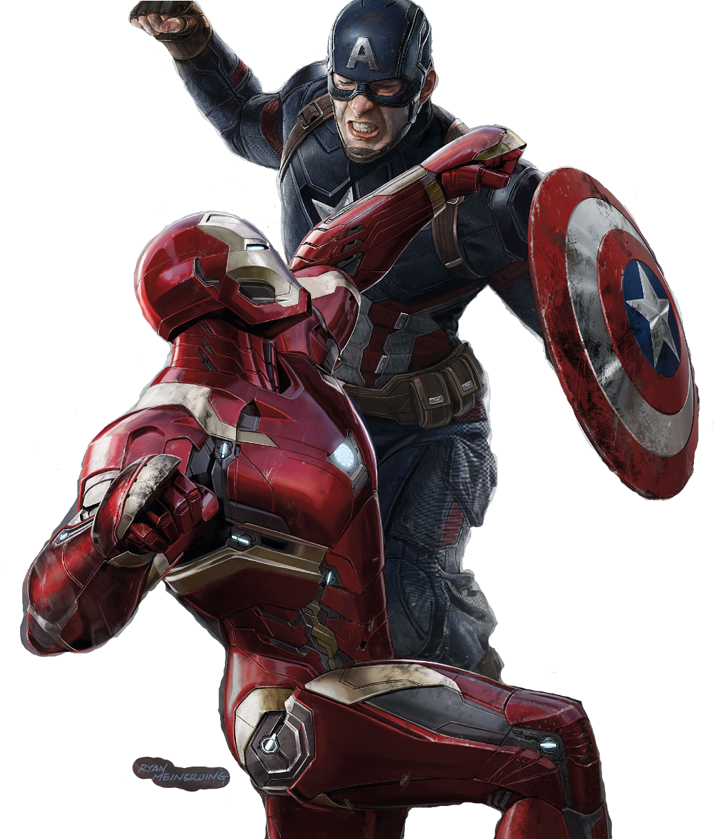 Civil War - Iron Man Versus Capitán América (1035x1216), Png Download